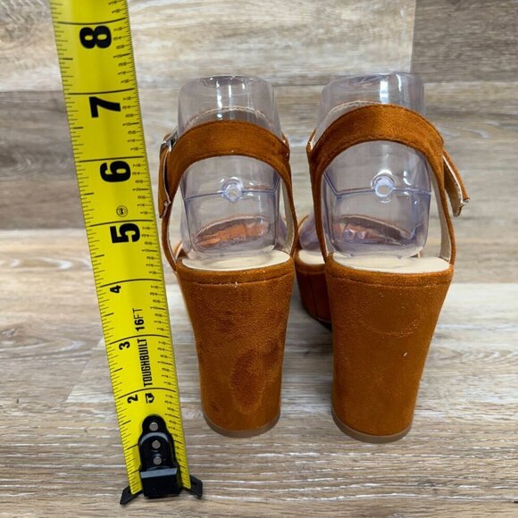 rsxses Brown suede Platform Heel Sandals Women's Size EU 37 - Picture 3 of 6